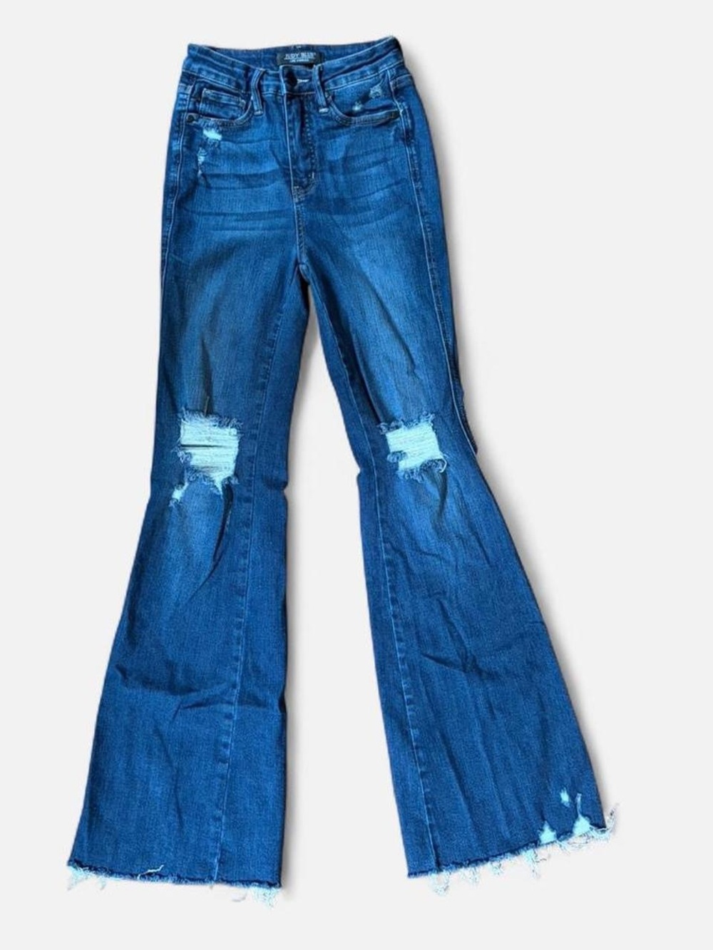 Dark Wash Distressed Flare Jeans